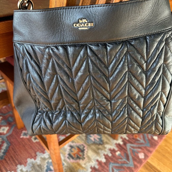 Coach Black Madison Phoebe Quilted Leather Chevron Shoulder Bag - Picture 10 of 15